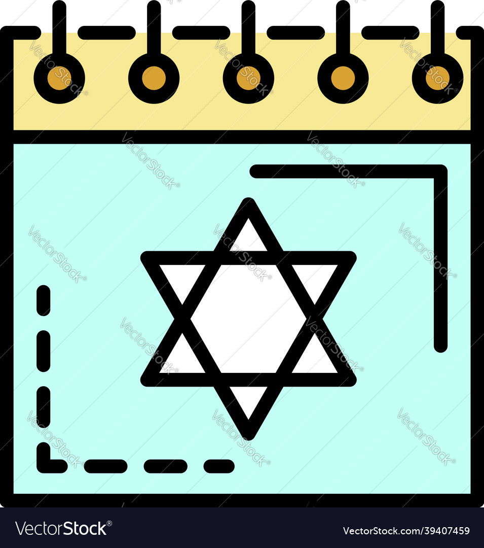 Jewish calendar icon color outline Royalty Free Vector Image