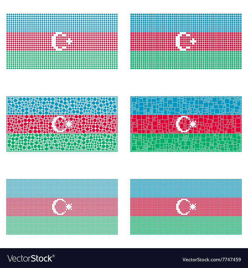 Mosaic Azerbaijan flag set Royalty Free Vector Image