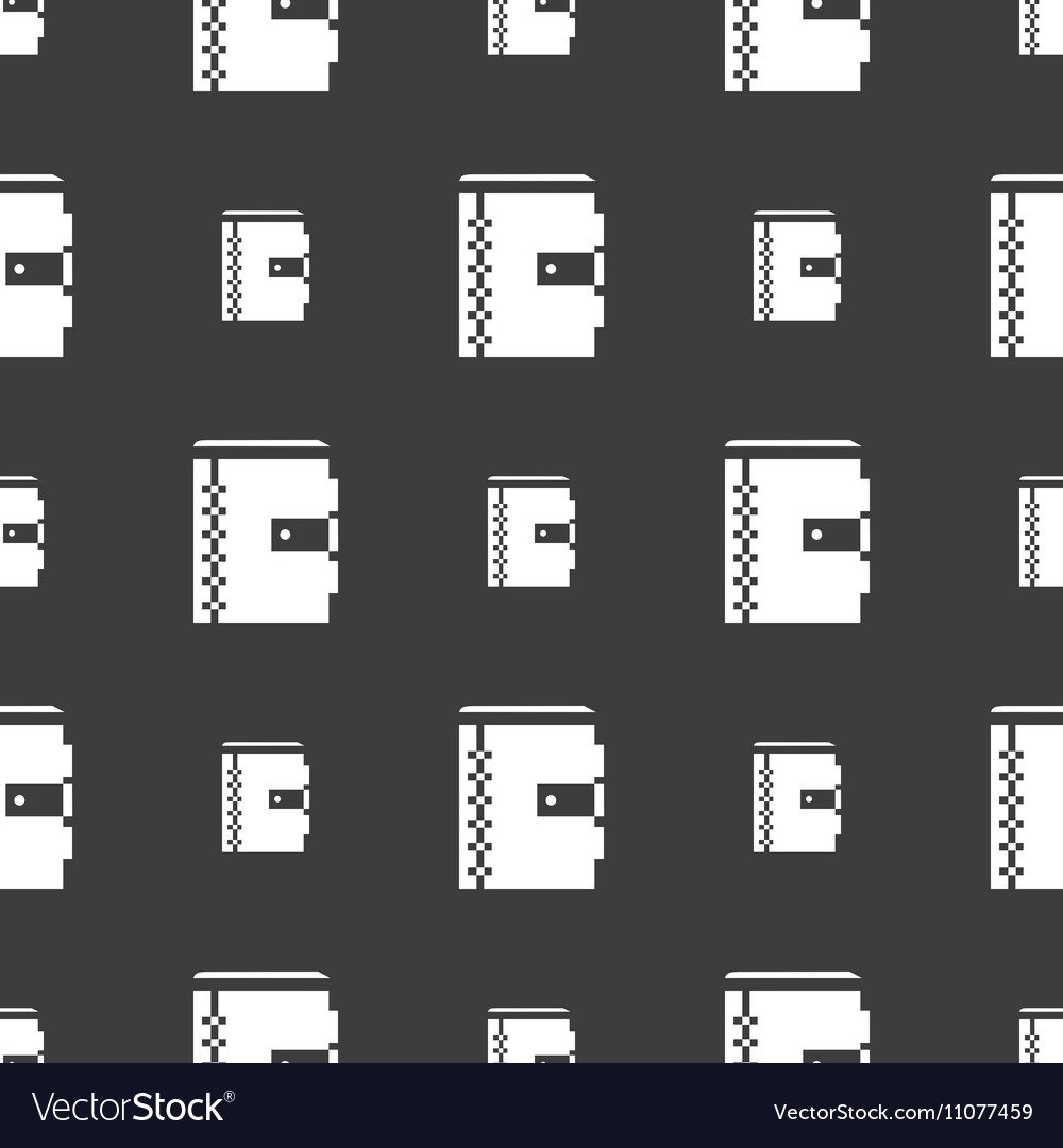 Notebook icon sign seamless pattern on a gray