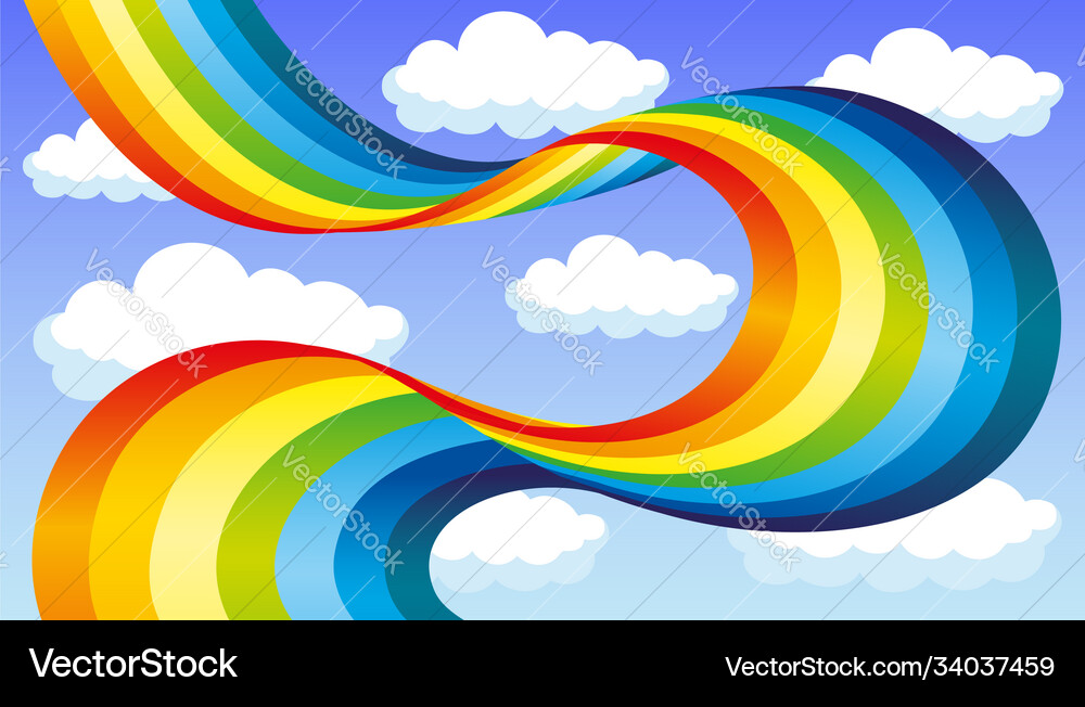 Rainbow and clouds Royalty Free Vector Image - VectorStock