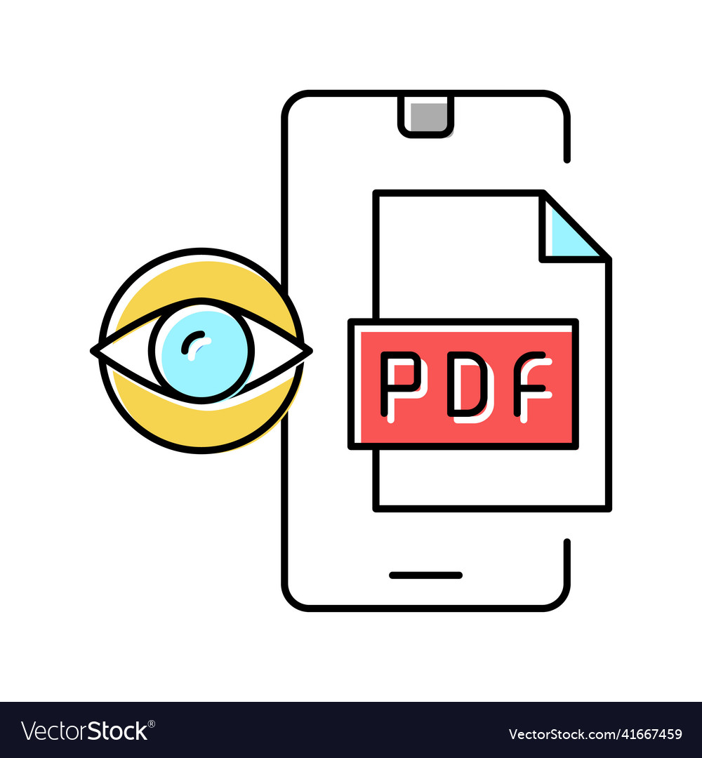 Reading pdf file on mobile phone color icon