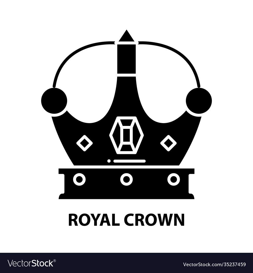 Royal crown icon black sign with editable