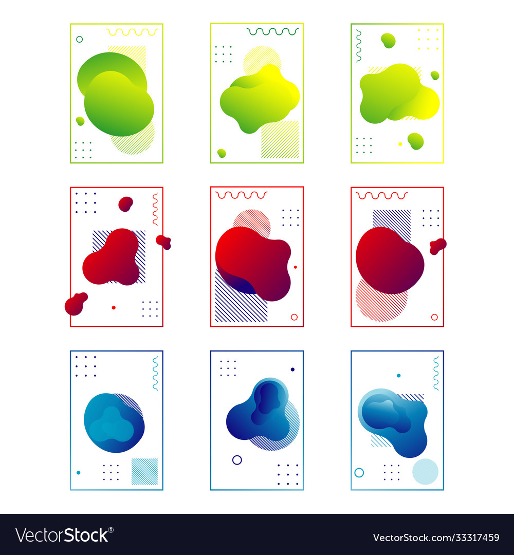 Set gradient abstract liquid shape