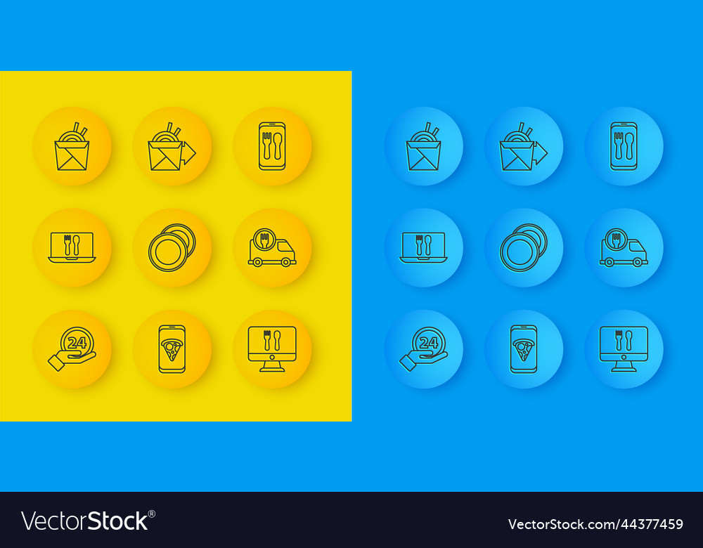 Set line clock 24 hours online ordering vector image Set line clock 24 hours online ordering