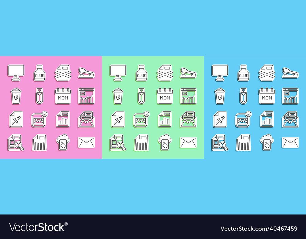 Set line mail and e-mail graph chart infographic Vector Image Set line mail and e-mail graph chart infographic