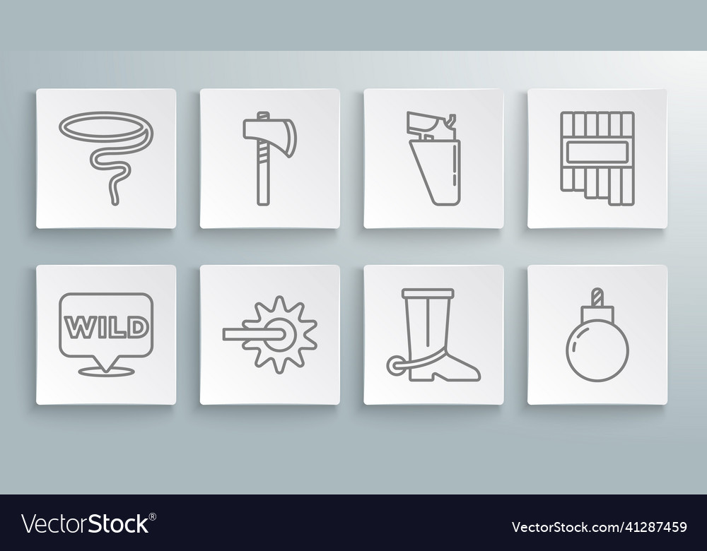 Set line pointer to wild west tomahawk axe spur vector image Set line pointer to wild west tomahawk axe spur