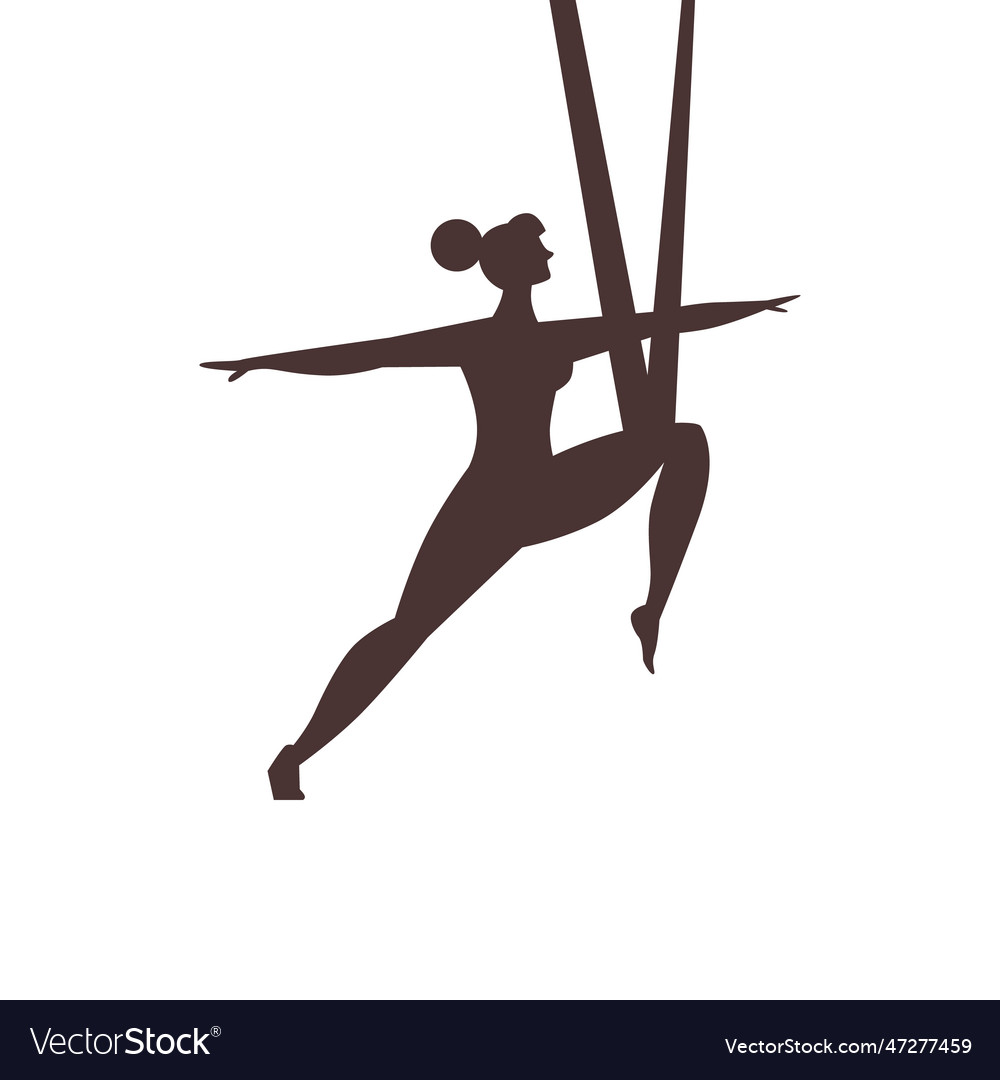 Silhouette of female body performs aerial yoga vector image