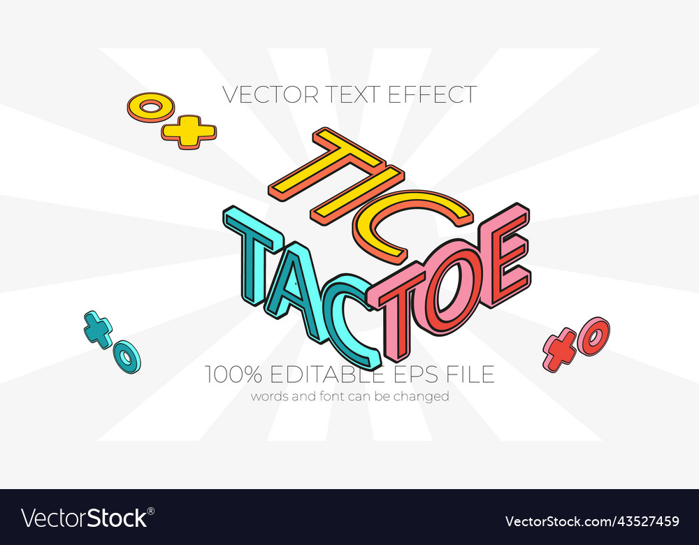 Tic tac toe editable text effect style eps vector image Tic tac toe editable text effect style eps