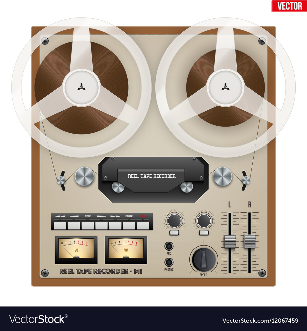 Analog stereo reel to tape deck Royalty Free Vector Image