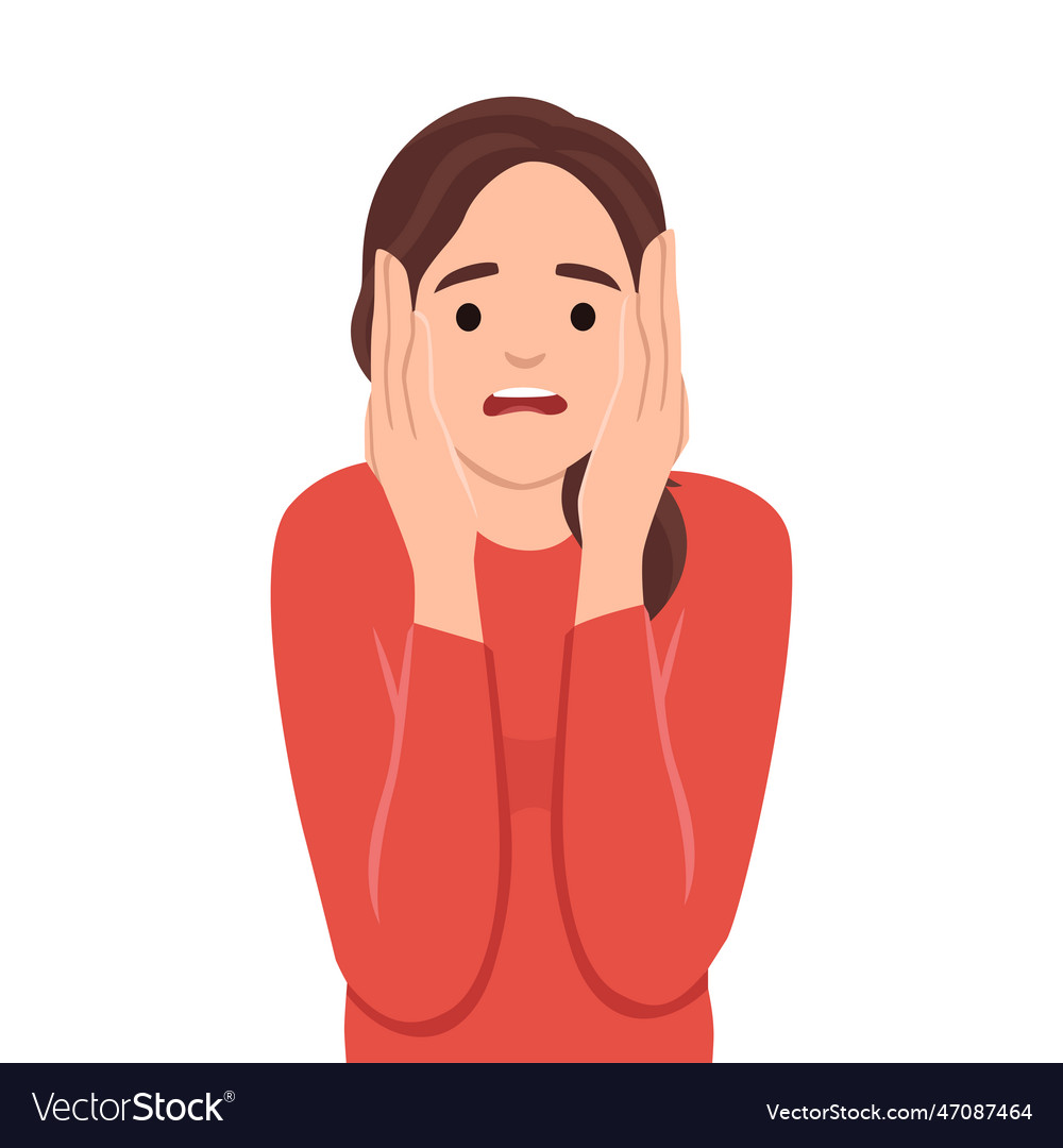 Premium Vector  Vector portrait of scared woman, illustration of