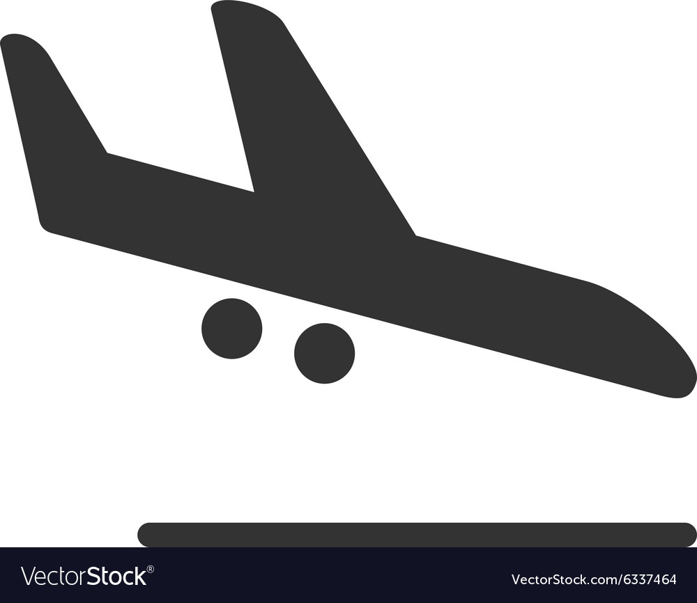 Airplane landing flat icon