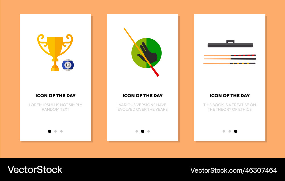 Billiard flat icon set Royalty Free Vector Image