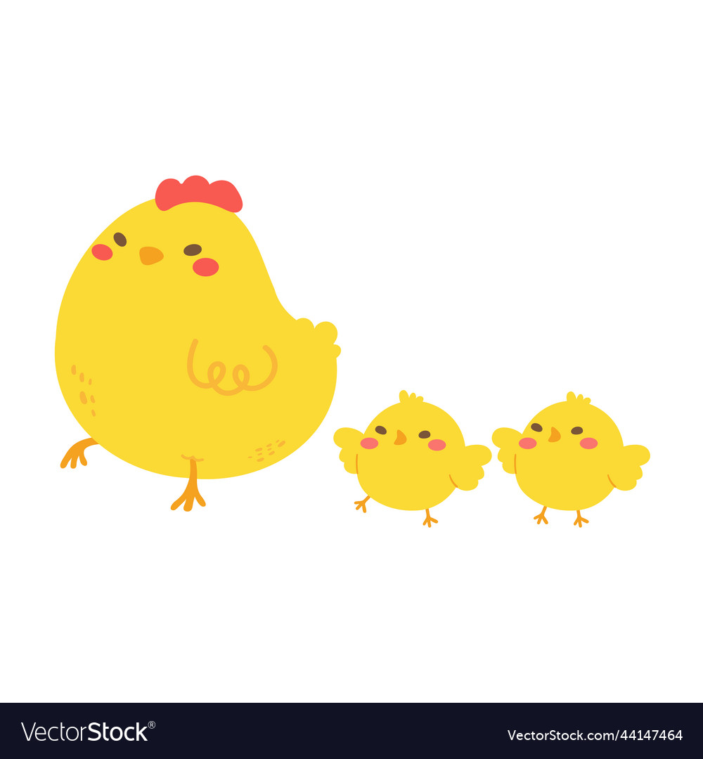 Cartoon little chick hatched eggs on easter