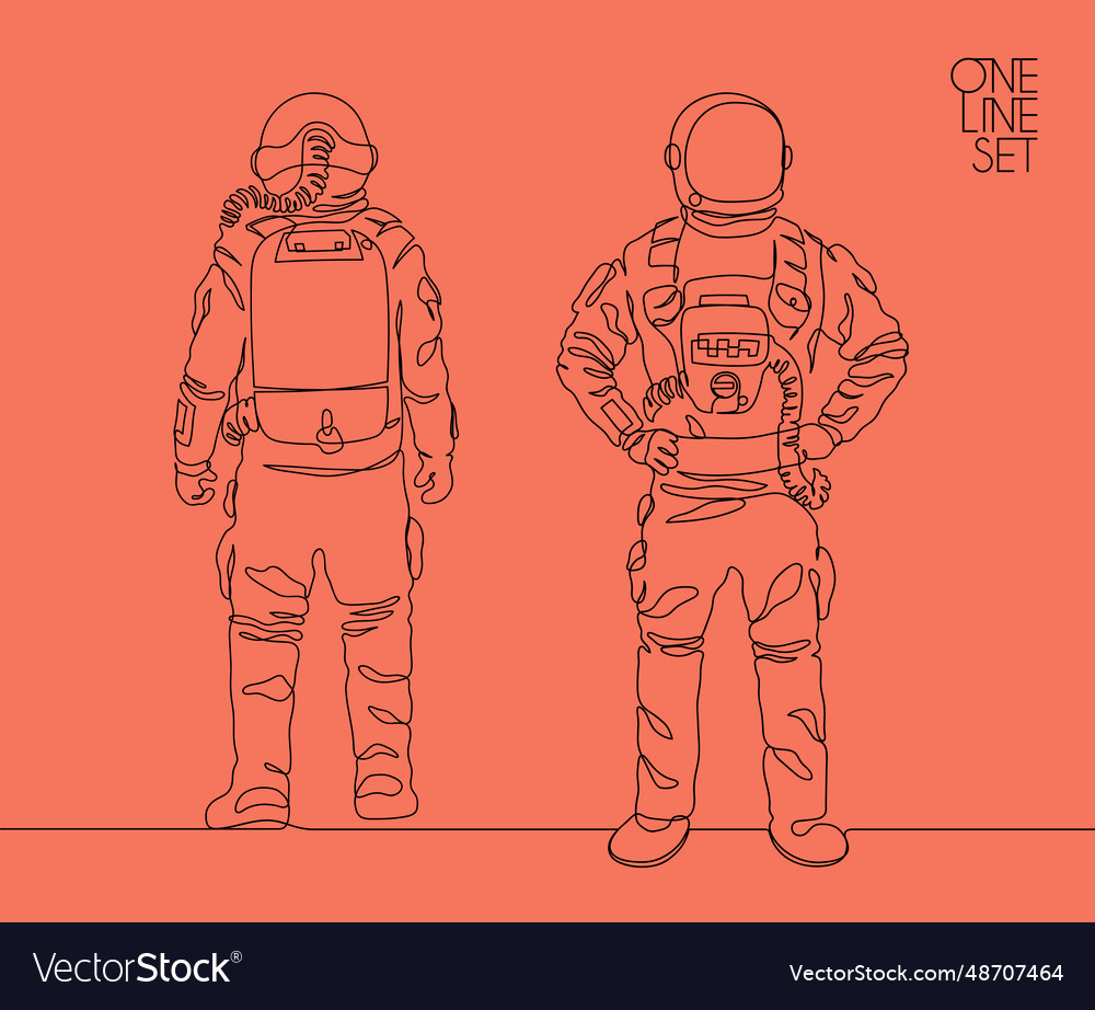 Cosmonaut in spacesuit astronaut linear vector image Cosmonaut in spacesuit astronaut linear