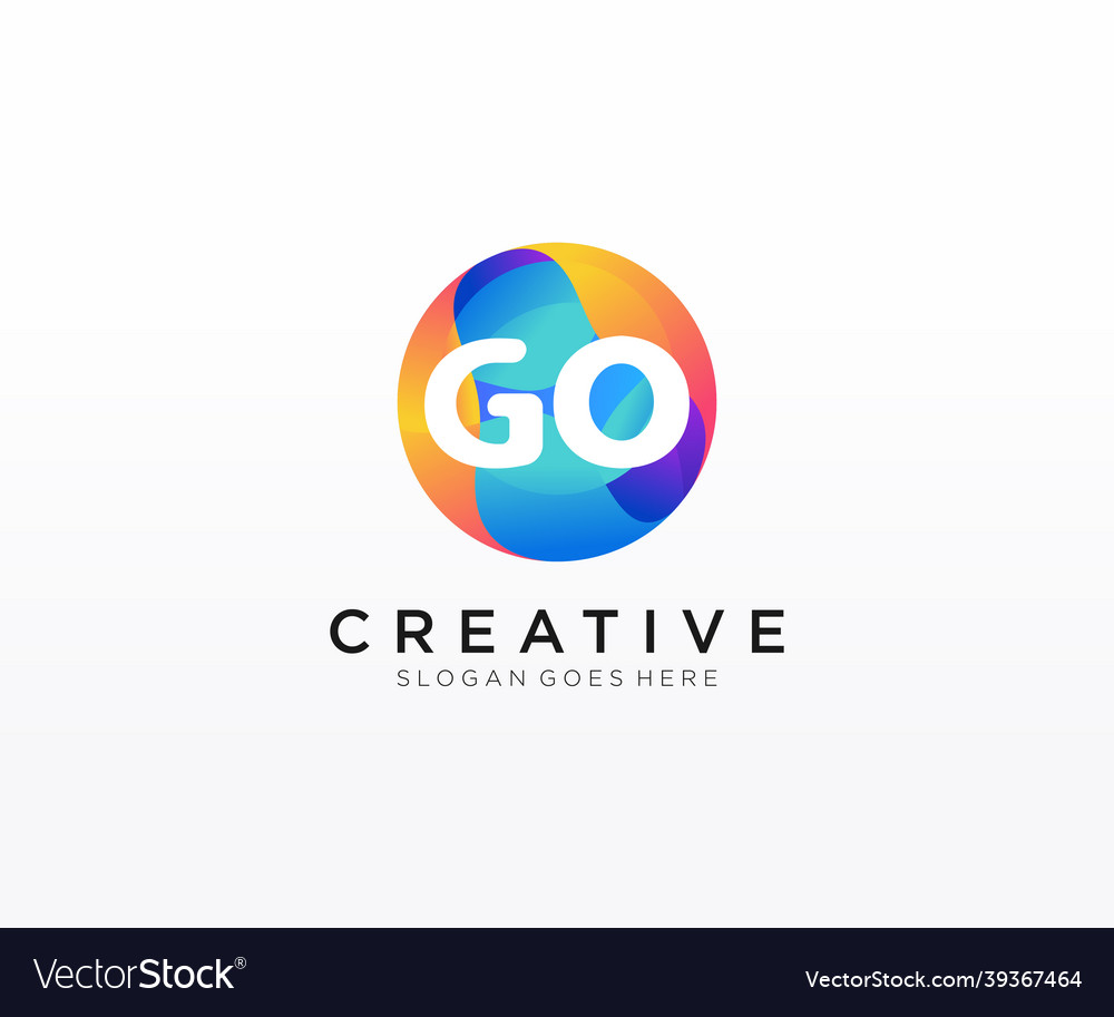 Go initial logo with colorful circle template Vector Image Go initial logo with colorful circle template