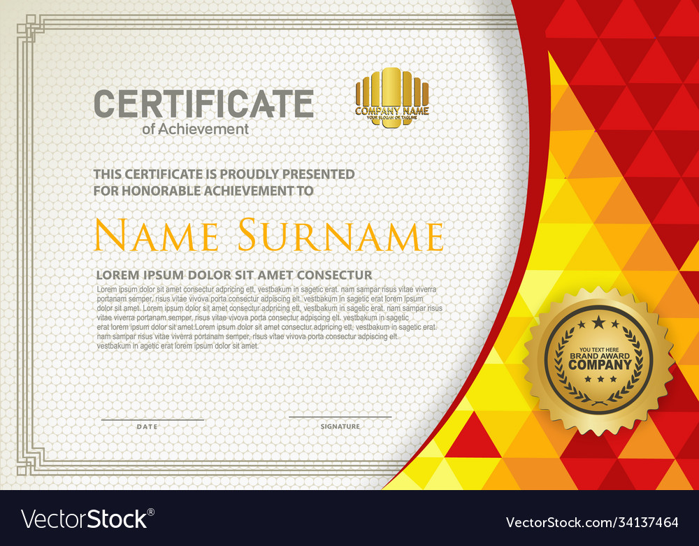 Horizontal certificate template with triangle