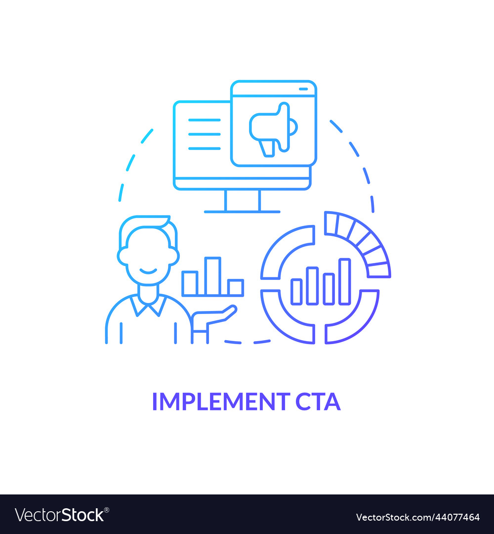 Implement cta blue gradient concept icon vector image Implement cta blue gradient concept icon