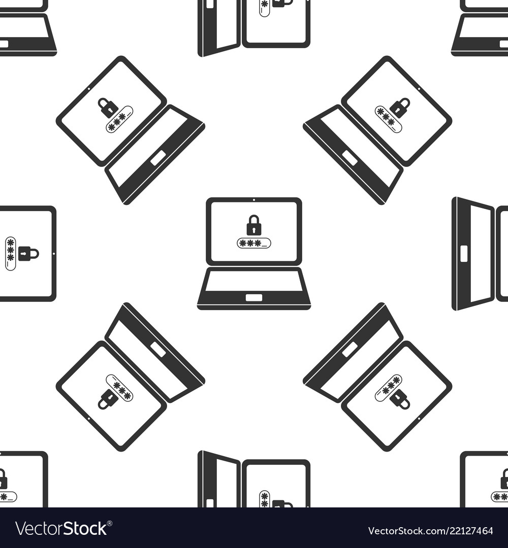 Laptop with lock and password form page on screen vector image Laptop with lock and password form page on screen