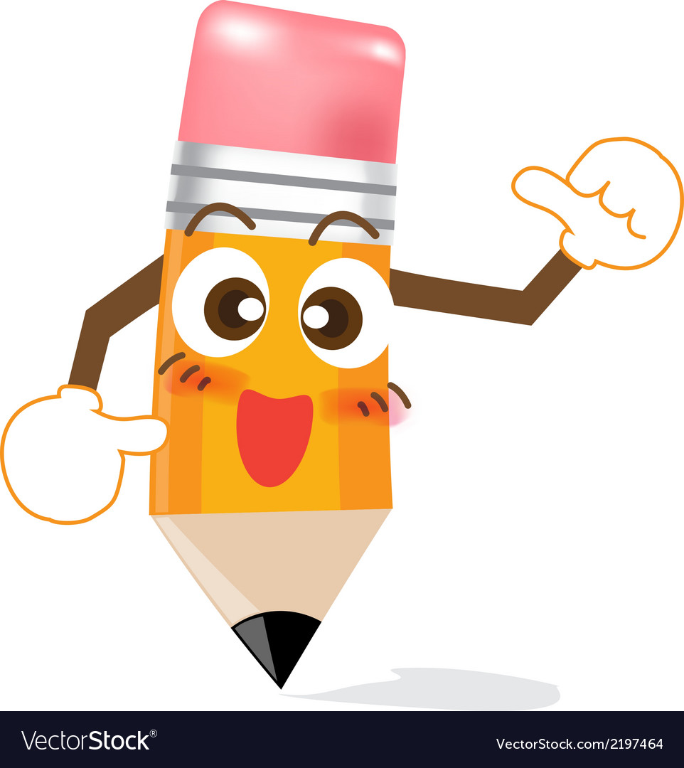 Pencil cartoon showing thump up 002 Royalty Free Vector