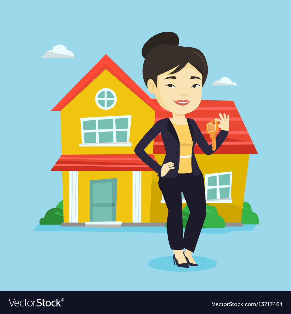 Real estate agent with key Royalty Free Vector Image