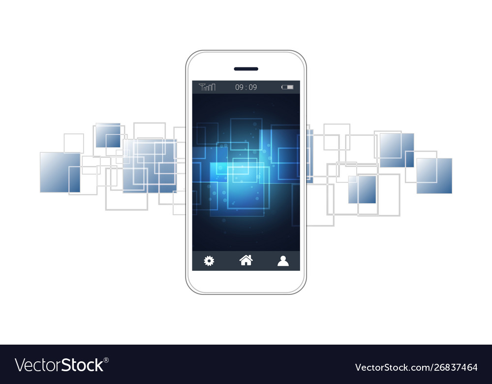 Smart phone screen with global network connection vector image Smart phone screen with global network connection