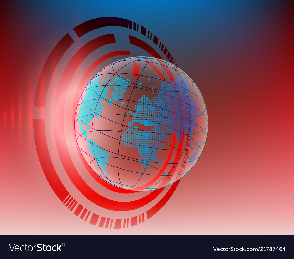 World map red cyber line attack by hacker concept vector image World map red cyber line attack by hacker concept