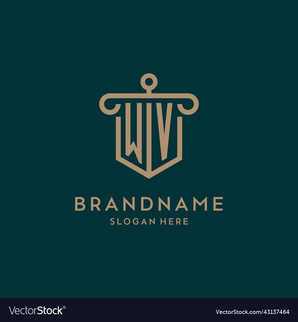 Wv monogram initial logo design with shield Vector Image Wv monogram initial logo design with shield