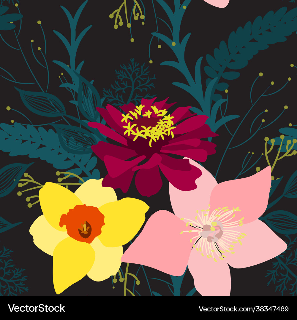 Abstract flowers seamless patterns Royalty Free Vector Image