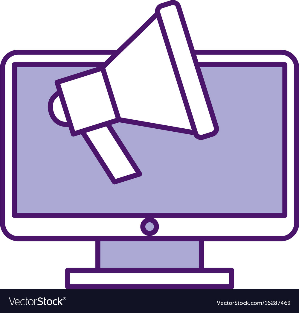 Computer desktop with megaphone