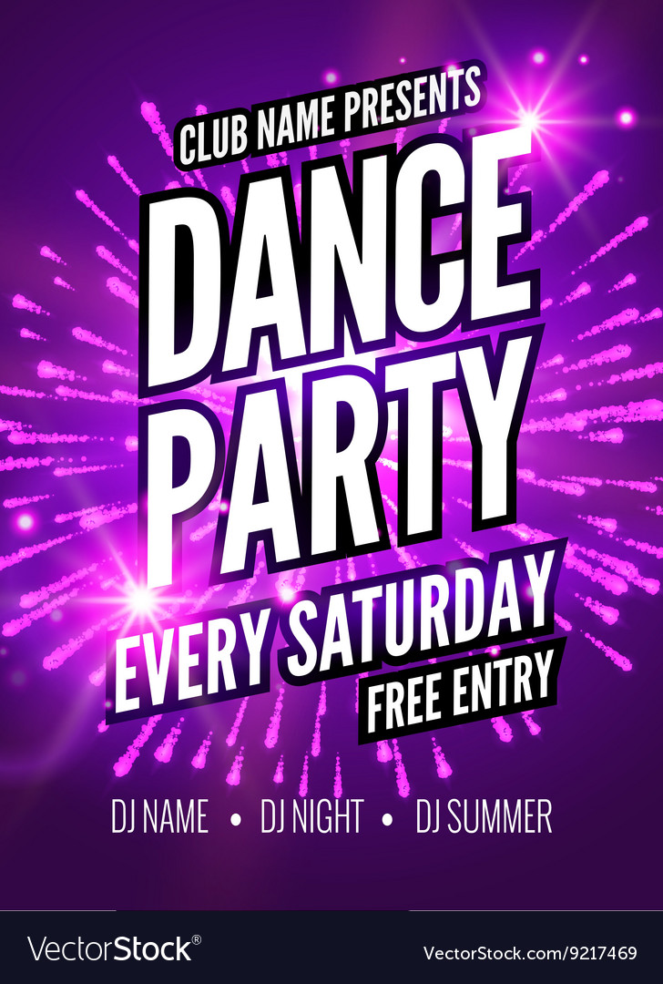 Dance party poster template night party Royalty Free Vector