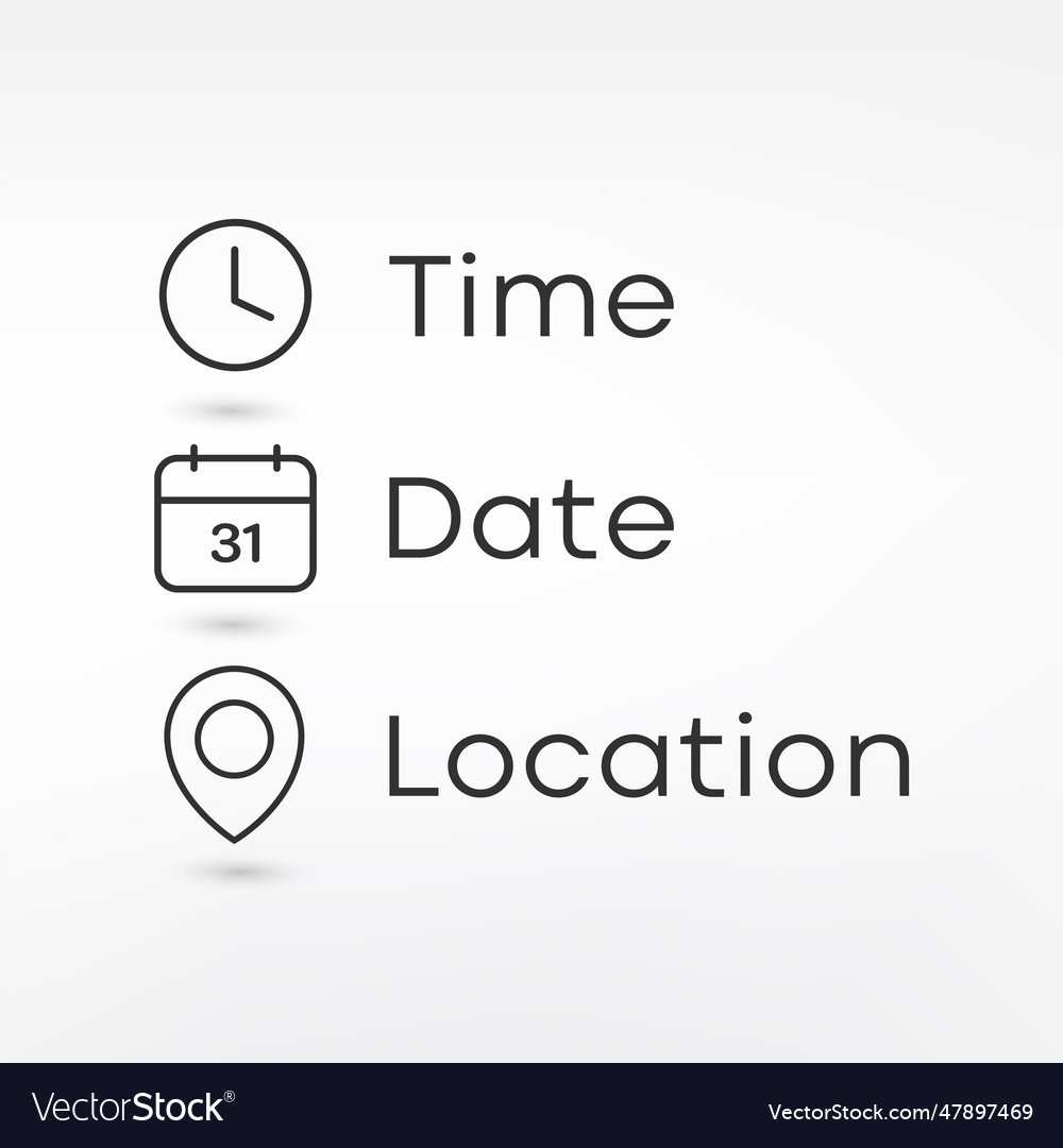 Date time location icon in flat style event