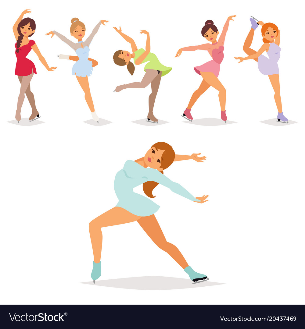 Figure ice skater cartoon trick figure Royalty Free Vector