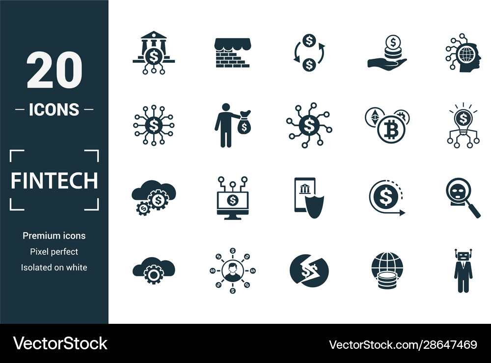 Fintech icon set include creative elements online Vector Image