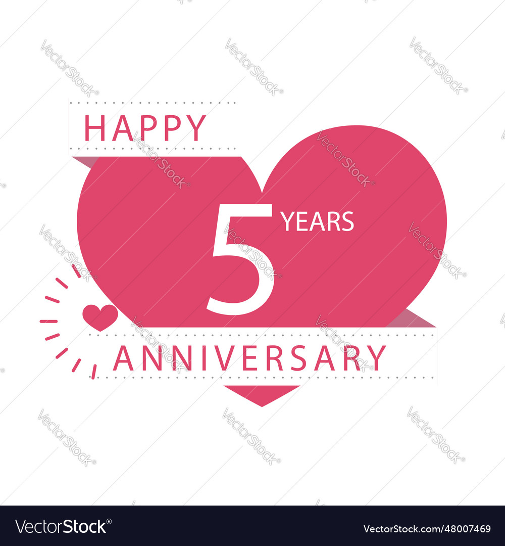 Happy five years anniversary celebration emblem Vector Image