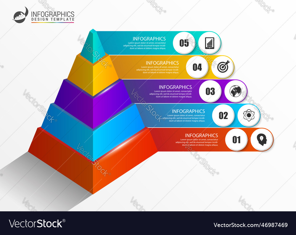 Infographics template colorful pyramid concept Vector Image