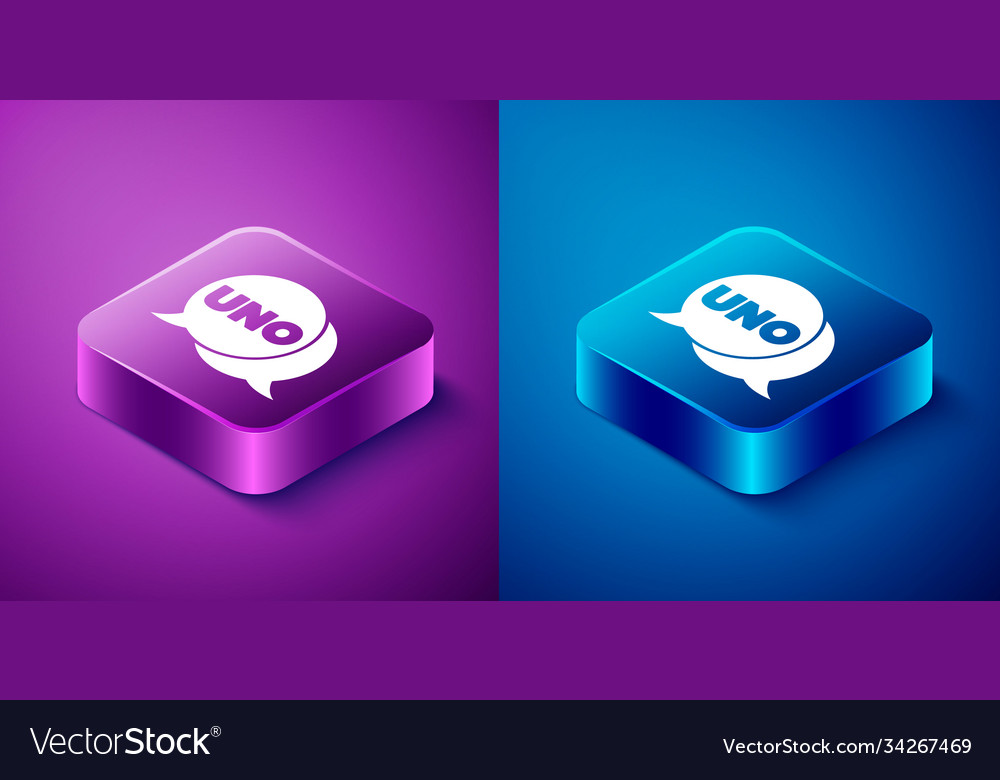 Isometric uno card game icon isolated on blue