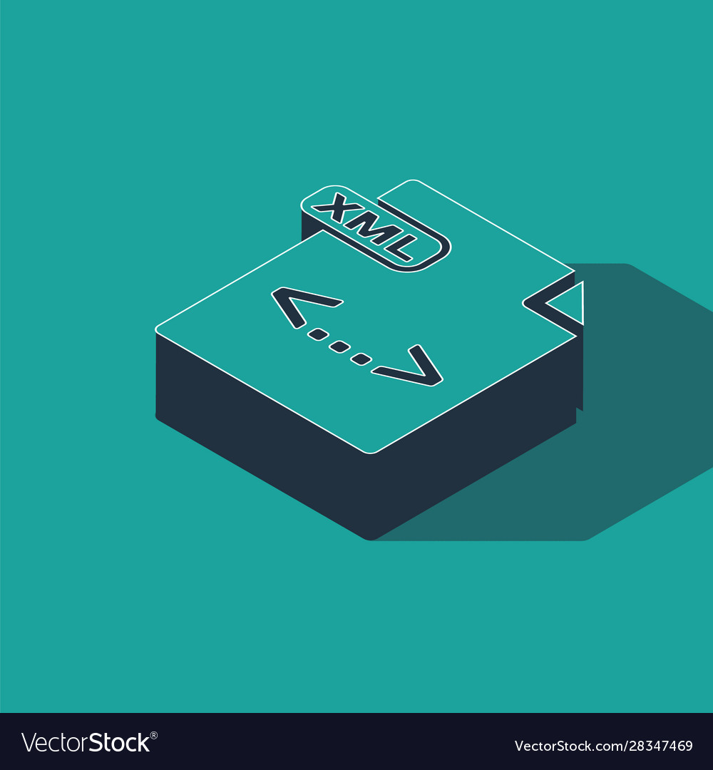 Isometric xml file document download button vector image Isometric xml file document download button