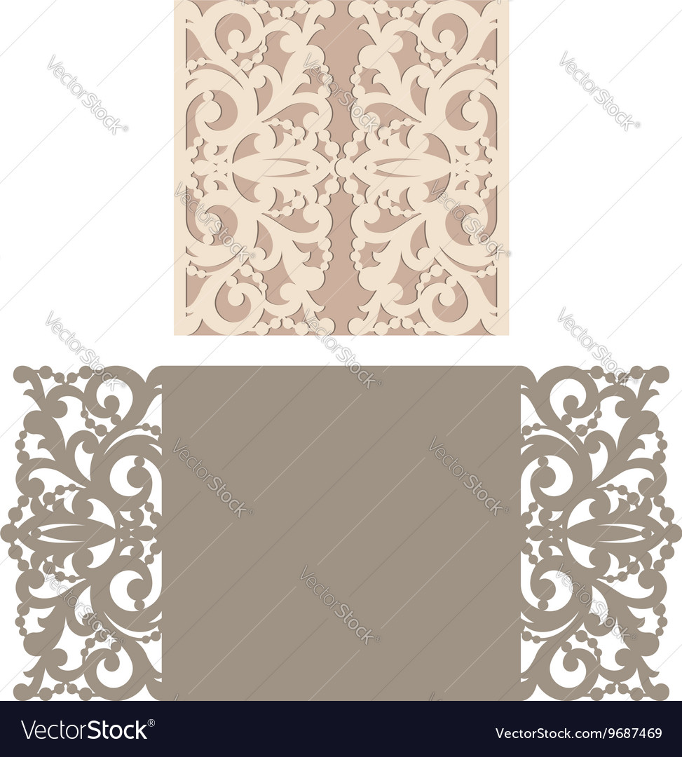 Laser cut envelope template for invitation Vector Image