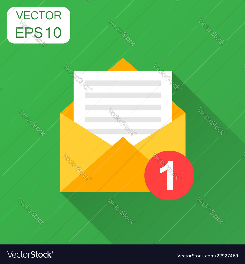 Mail envelope icon in flat style email message vector image Mail envelope icon in flat style email message