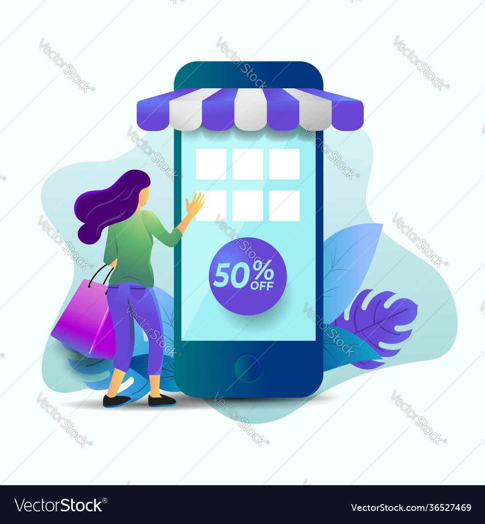 Mobile shopping female purchase via smart phone