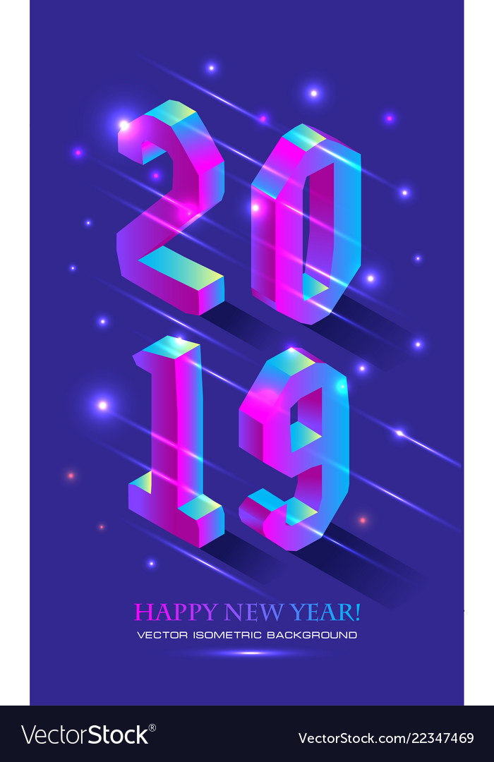 New year 2019 in isometric style vector image New year 2019 in isometric style