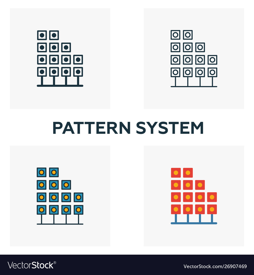 Pattern system icon set four elements in different