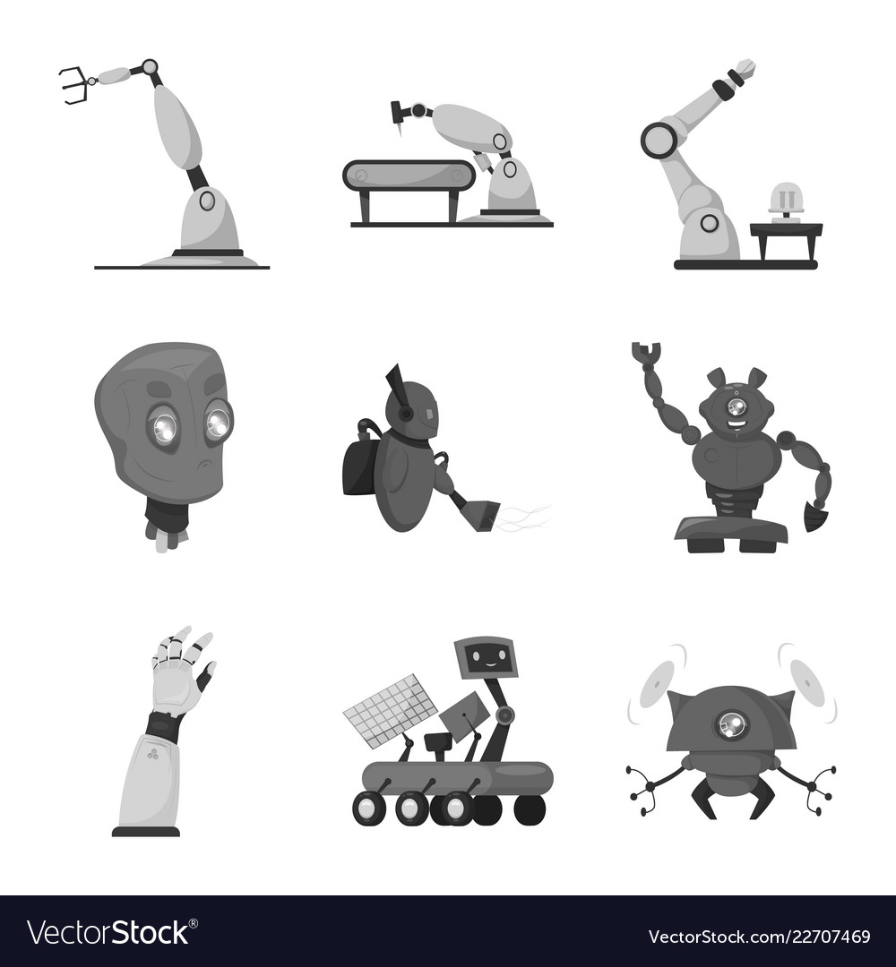 Robot and factory symbol Vector Image Robot and factory symbol