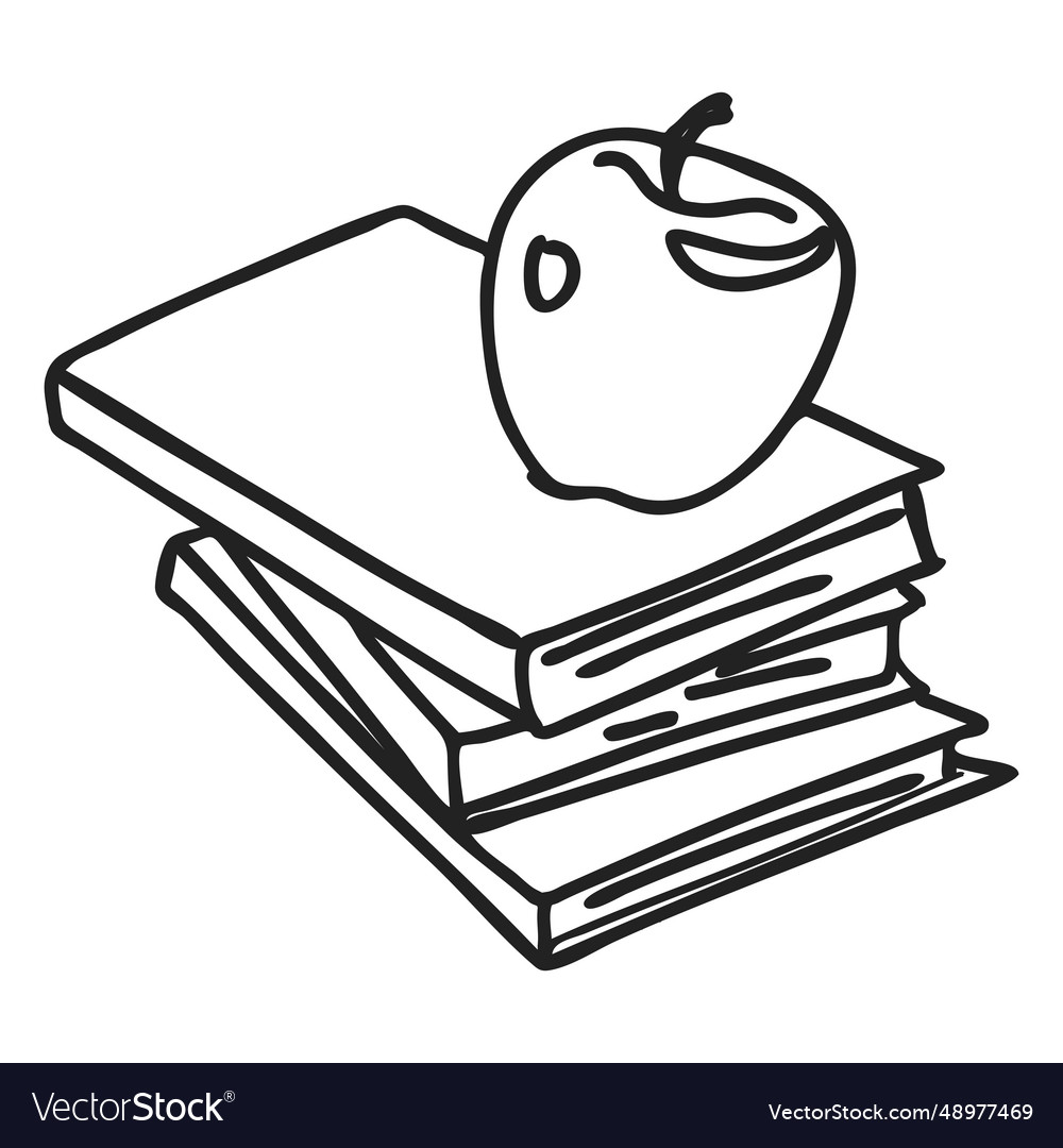 Schoolbooks and apple doodle