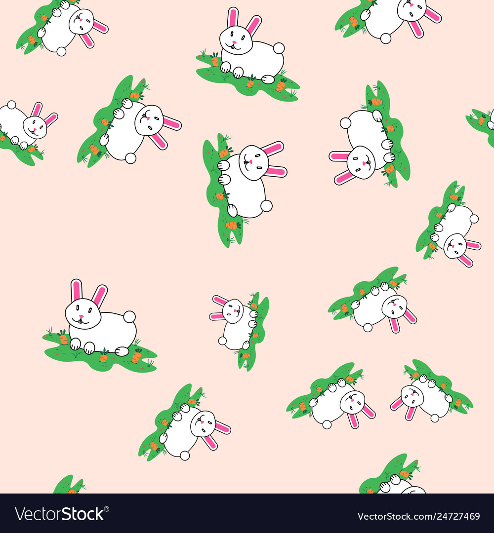 Seamless pattern with rabbit and carrot hare