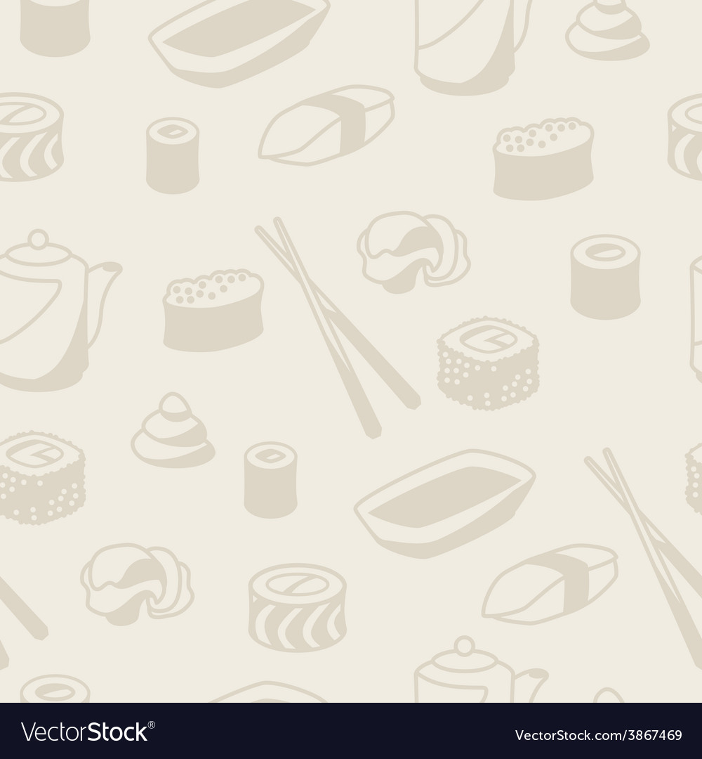 Seamless pattern with sushi