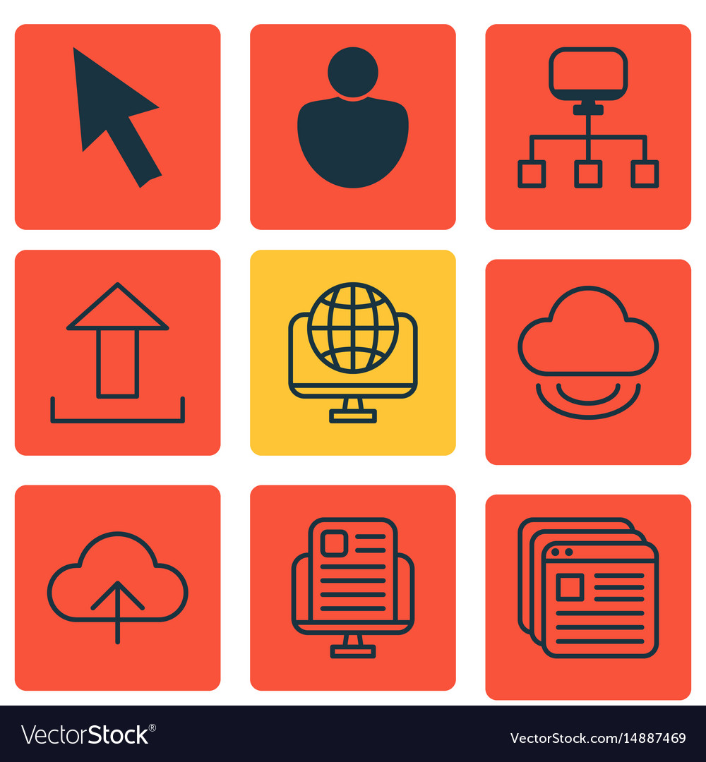 Set of 9 web icons includes data synchronize