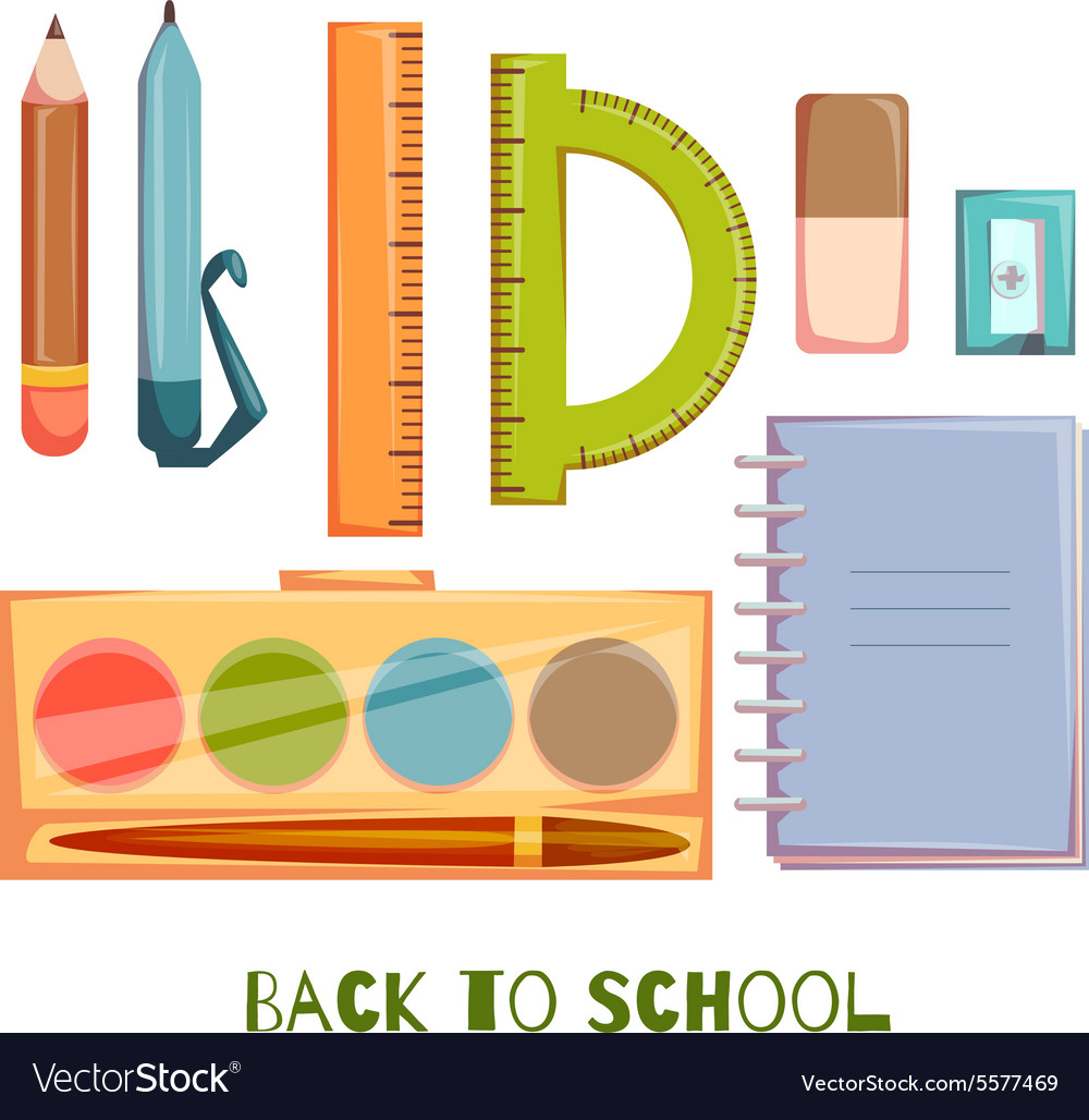 Set of school objects