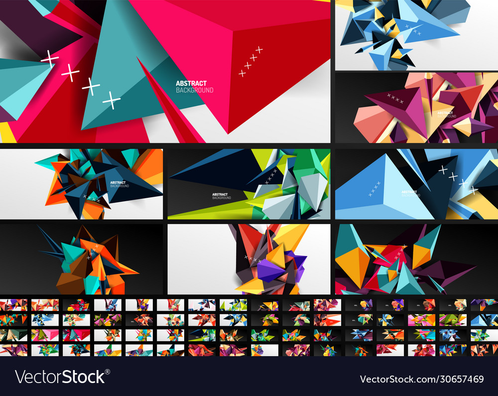 Set trendy simple triangle abstract backgrounds vector image Set trendy simple triangle abstract backgrounds