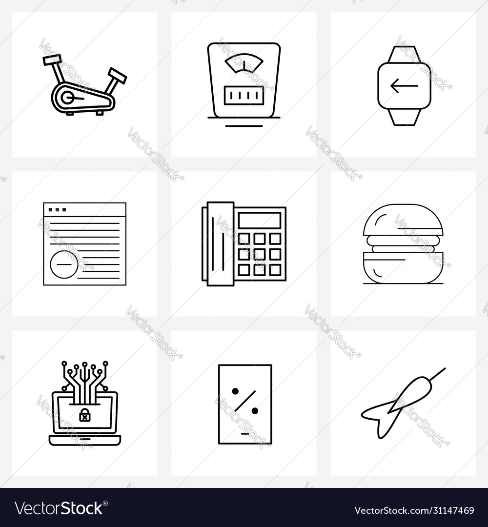 Ui set 9 basic line icons phone page